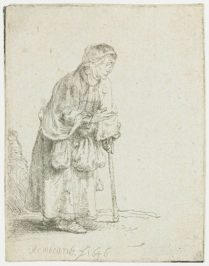  伦勃朗·梵·莱茵 Rembrandt van Rijn——拄拐杖的老妇人